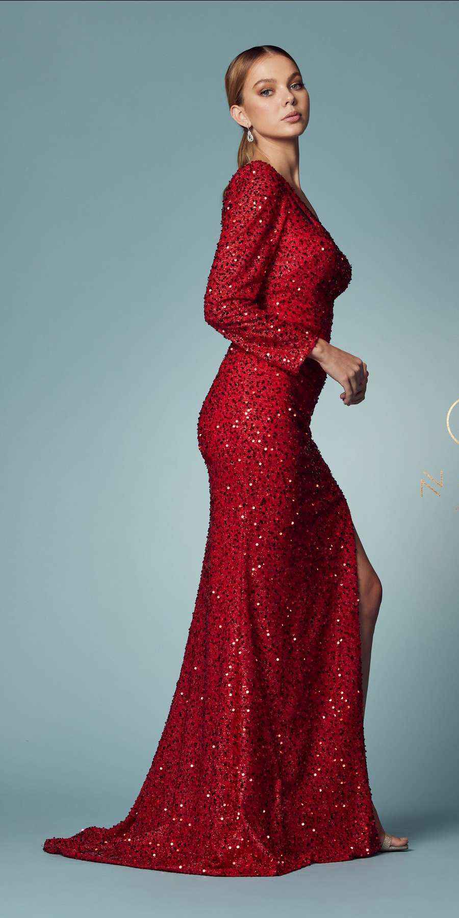 Nox Anabel S1013 One Sleeve Shoulder Strap Sequins/Beading Fitted Gown