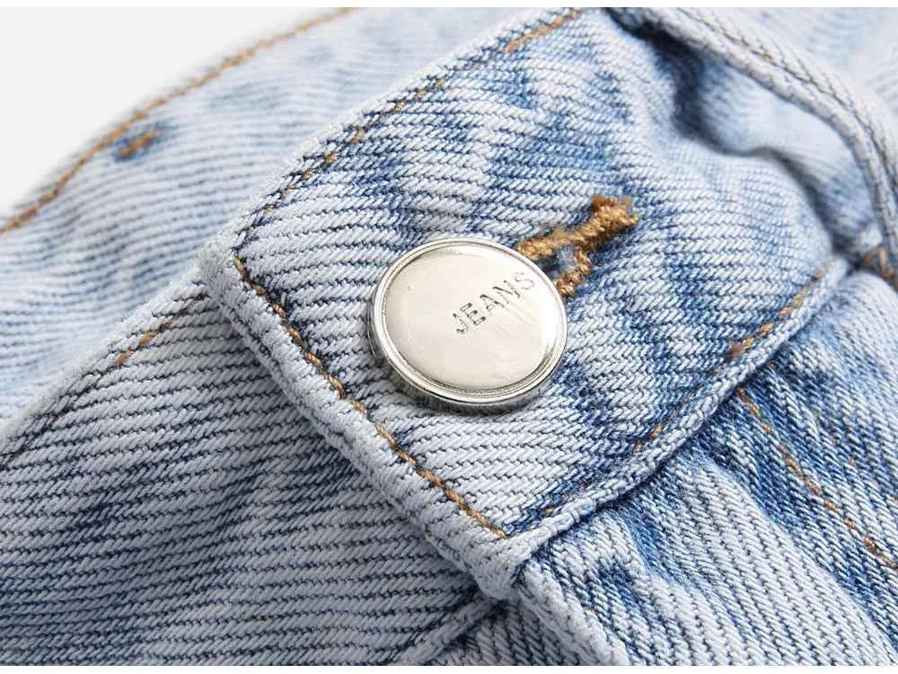 Light Blue Fringe Destroyed Jeans