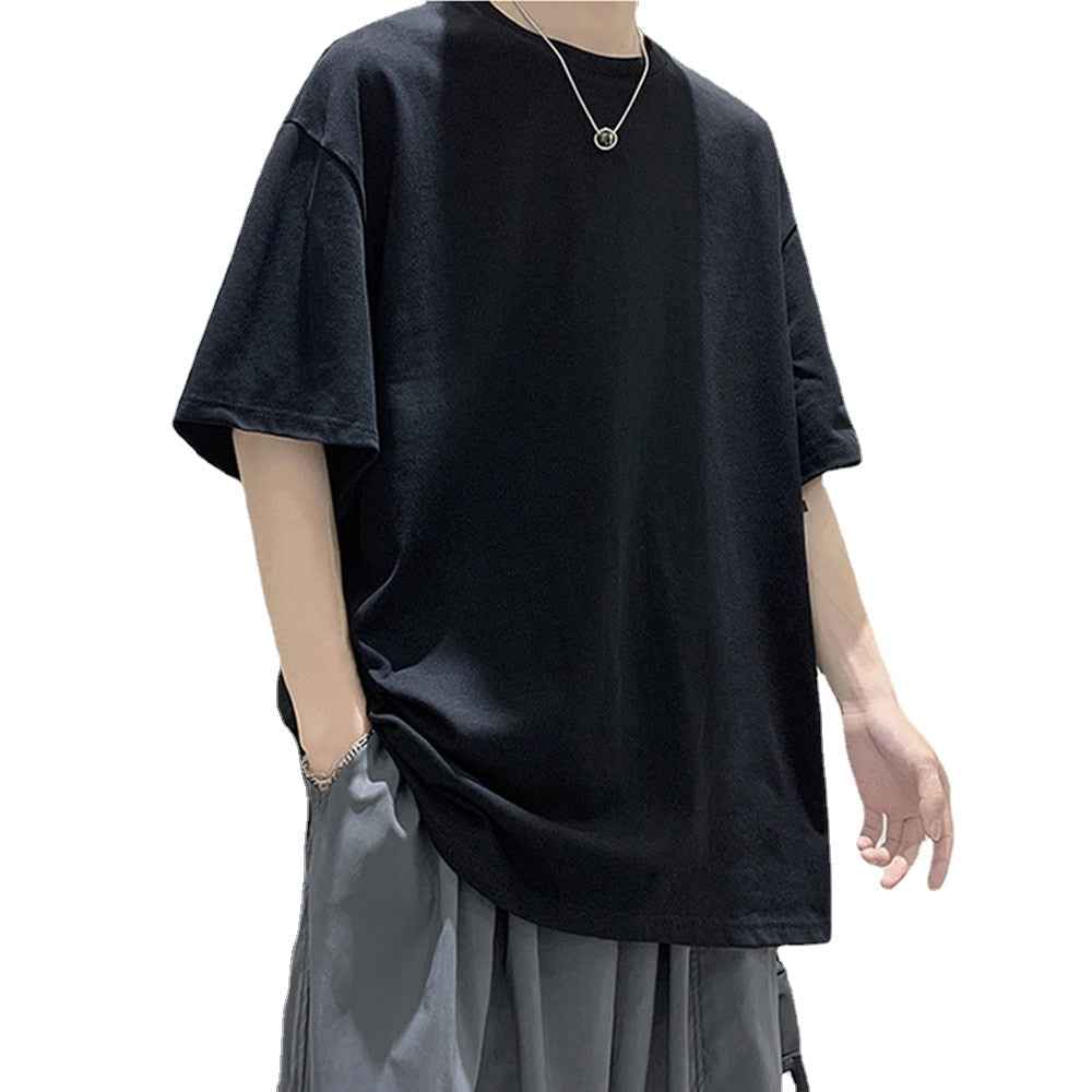 Loose Round Neck Plain T-Shirt