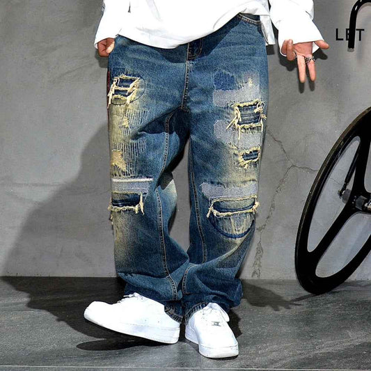 AM26 Ripped Patch Washed Jeans