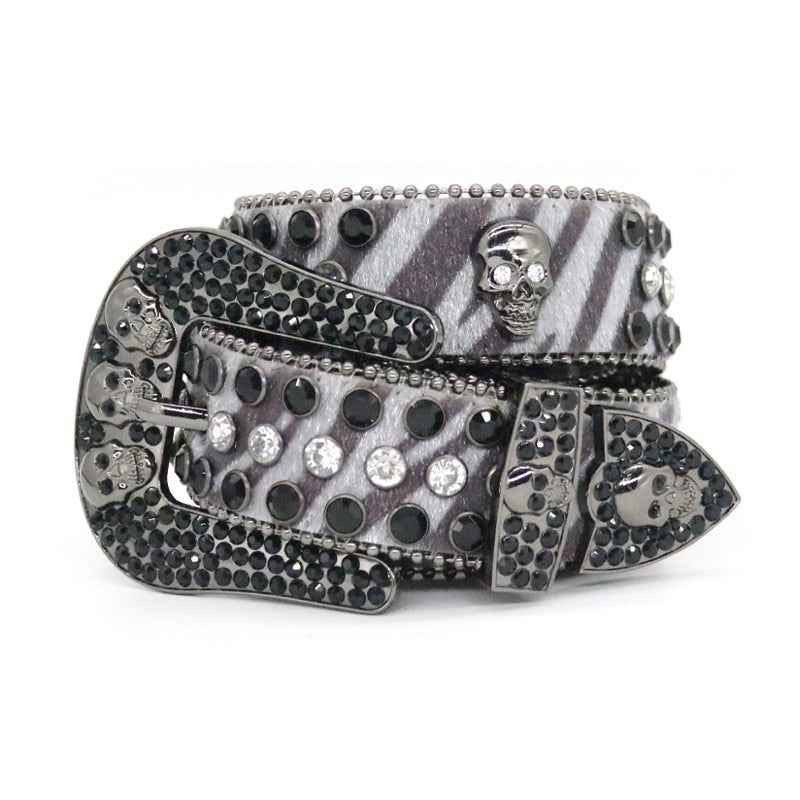 Skull Trio | Rhinestone Zebra Belt