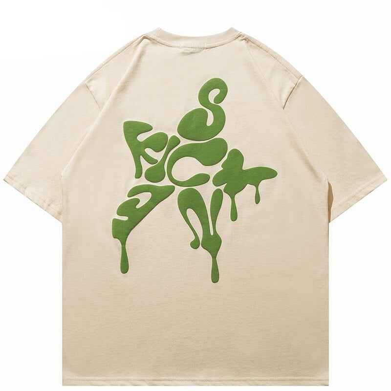 Star Shape Melting Letter Graphic T-Shirt