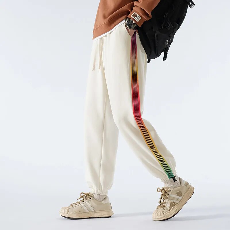 Rainbow Color Stripe Jogger Pants
