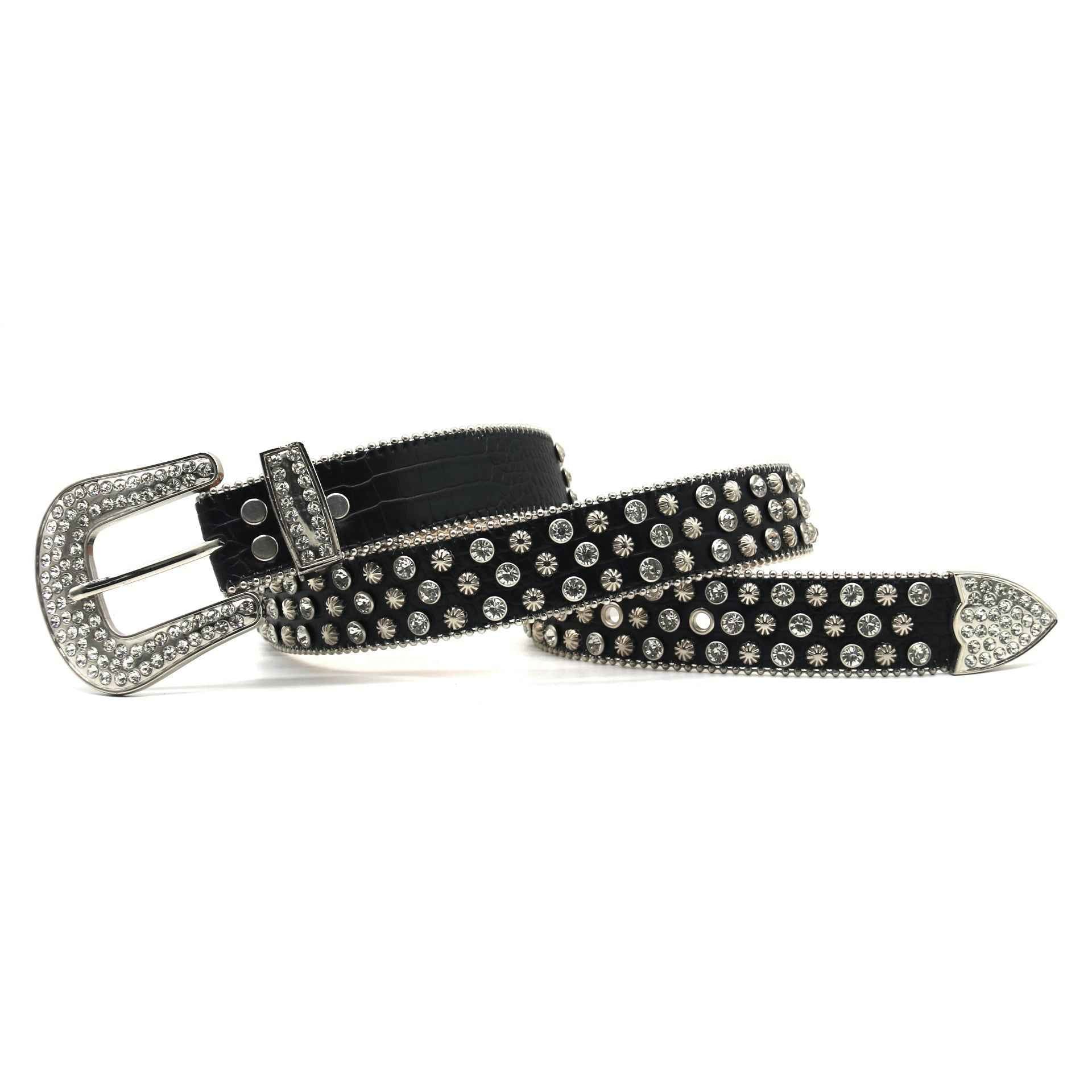 Midnight Spark | Black Rhinestone Belt