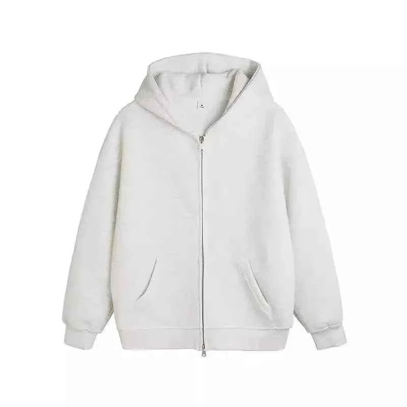 Plain Color Double Zipper Hoodie