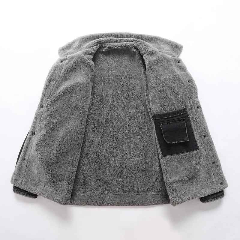 Neutral Color Button Up Fleece Jacket