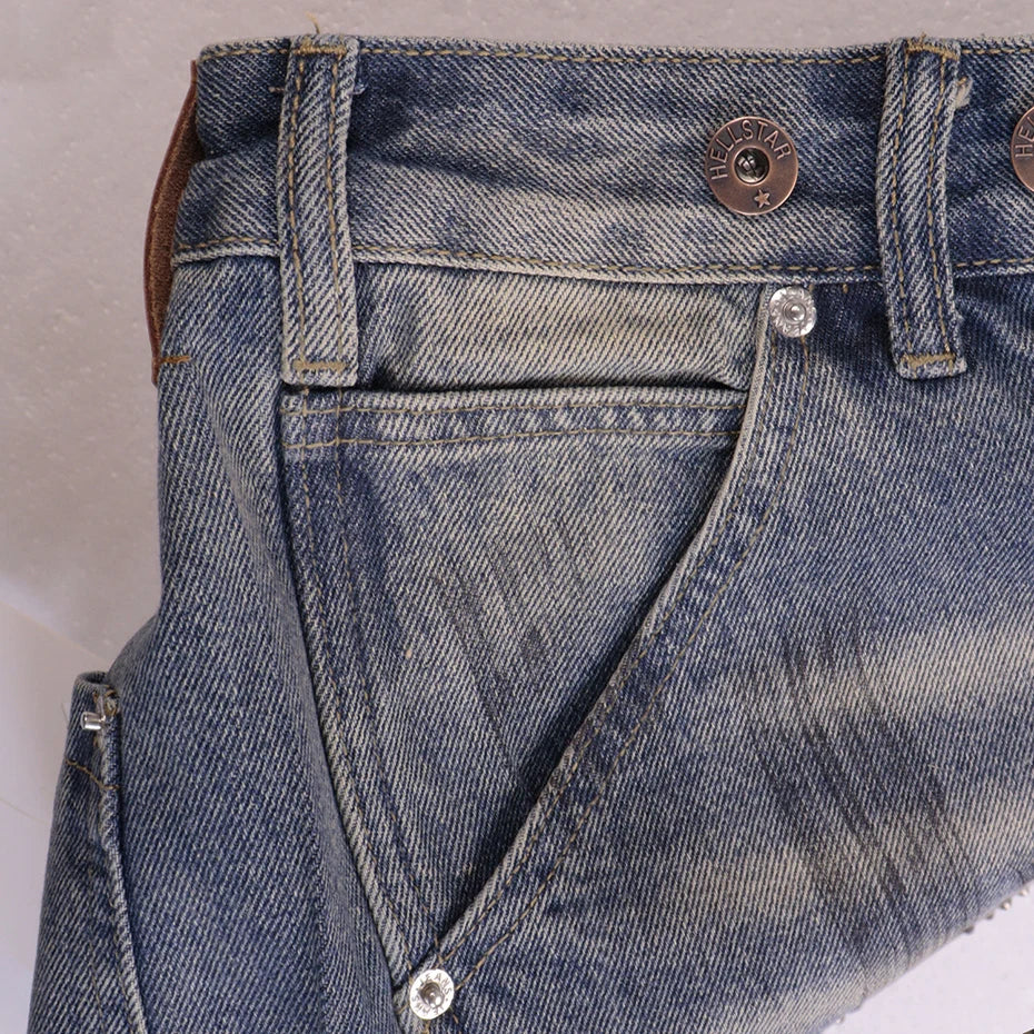 Fire Diamond Denim Rhinestone Shorts
