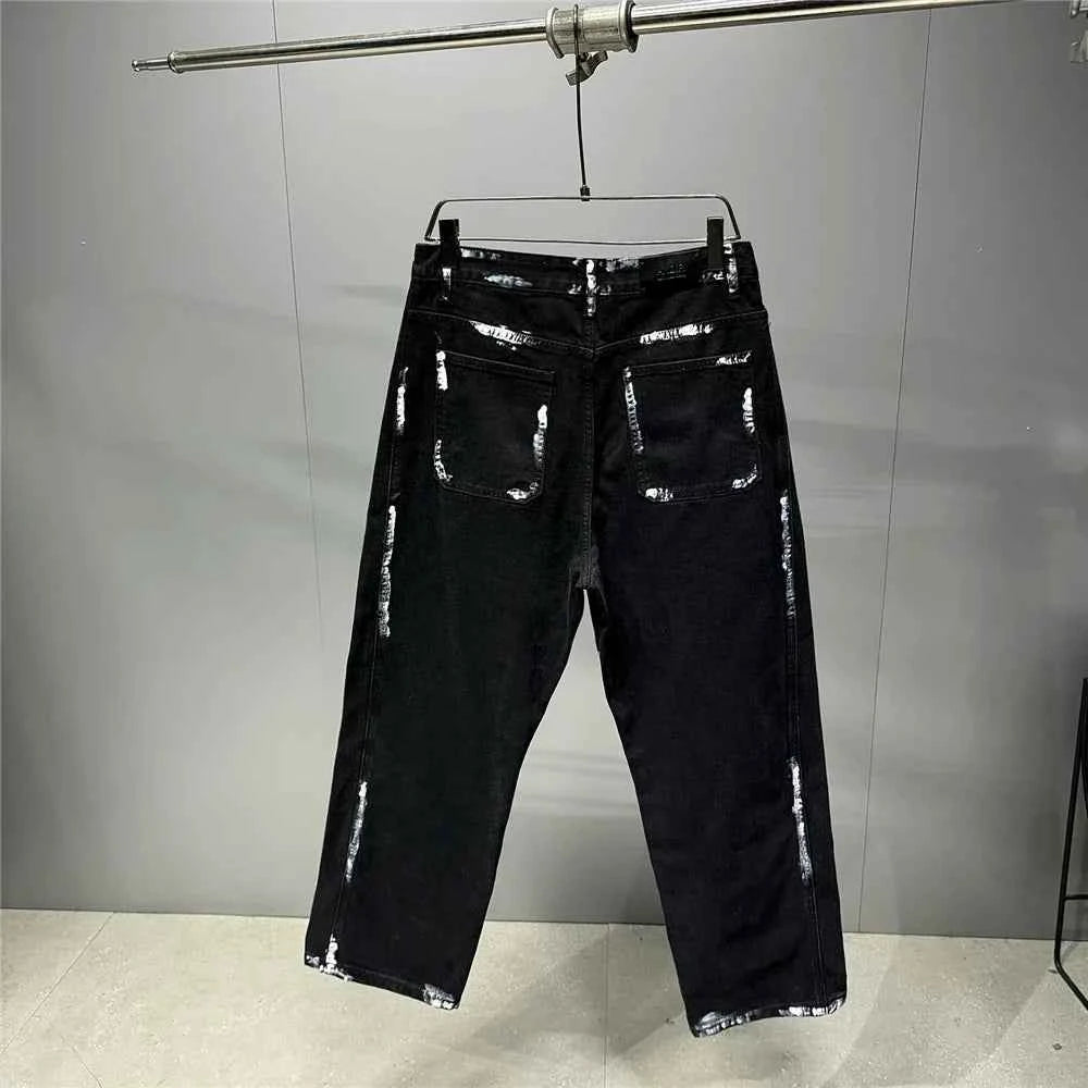 Ebony Black Splash Paint Style Pants