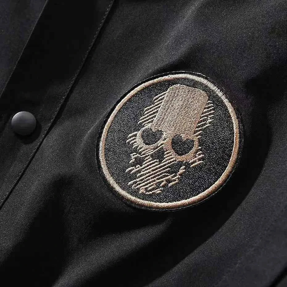 Devil Skull Button-Up Bomber Jacket
