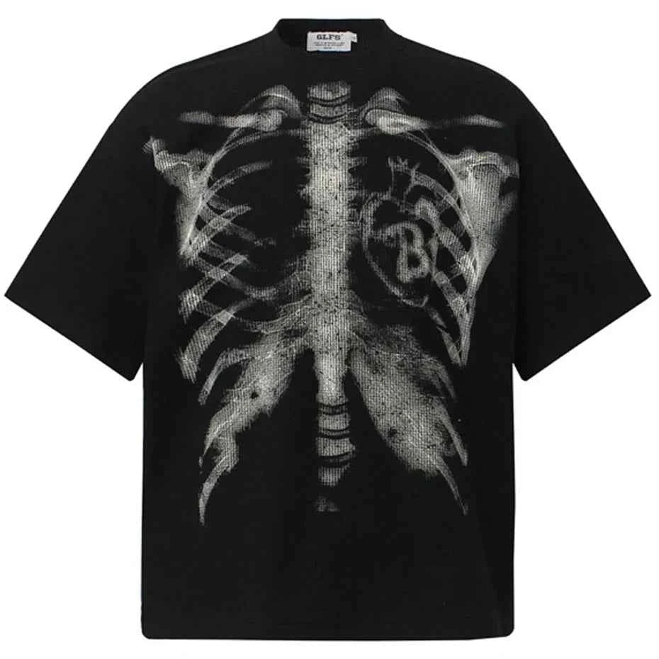 Skeleton Graphic  Streetwear Oversized T Shirt