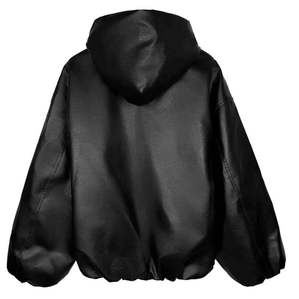 PU Leather Loose Black Jacket