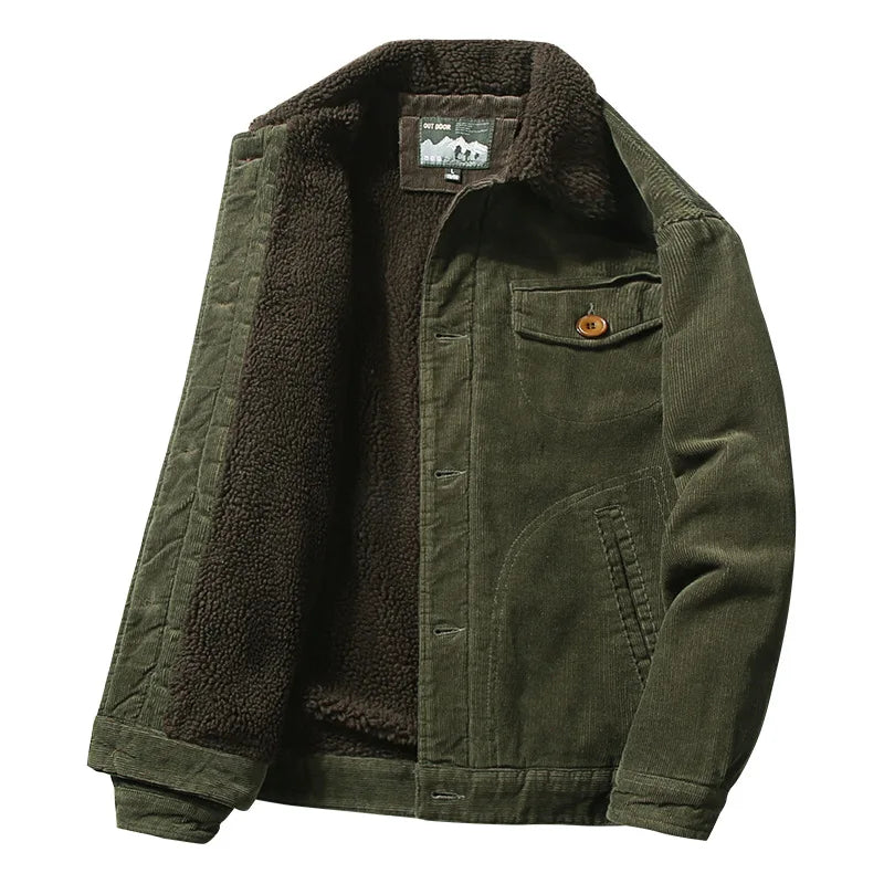 Corduroy Button Up Fleece Jacket