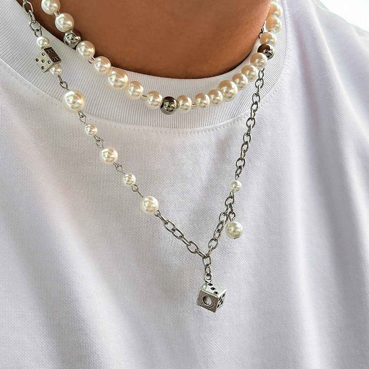 Steampunk Metal Dice Pendant Necklace