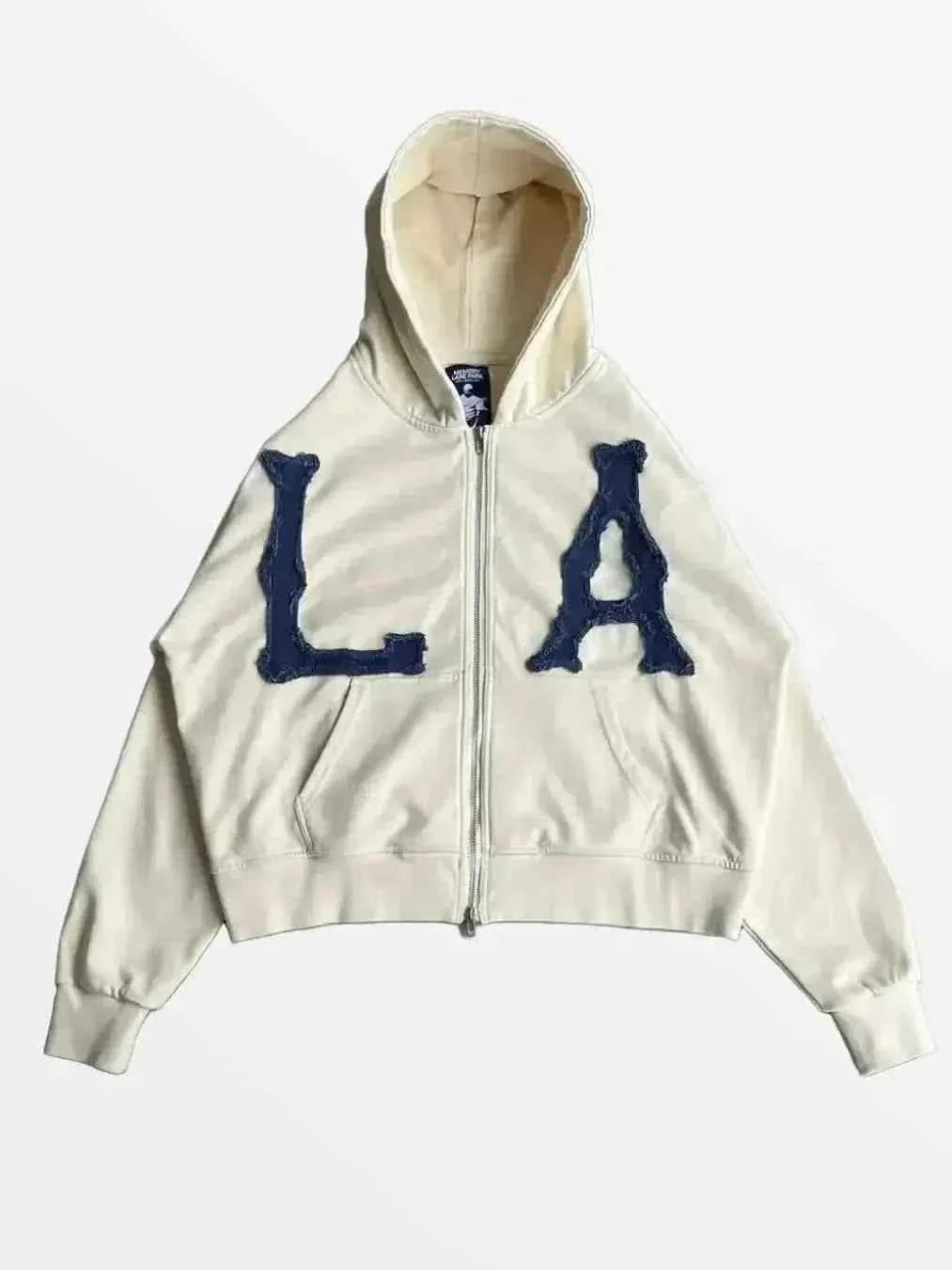 Zip-Up Hoodie La Unisex - 420GSM Heavyweight "Los Angeles" Vintage Boxy Full-Zip