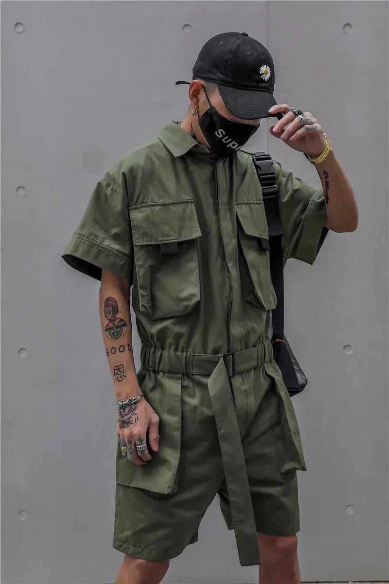 One Piece Tie Waist Belt Jumpsuit