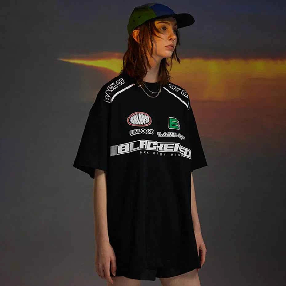 Streetwear Oversized Fashion Motorcycle Racing Style T-Shirt