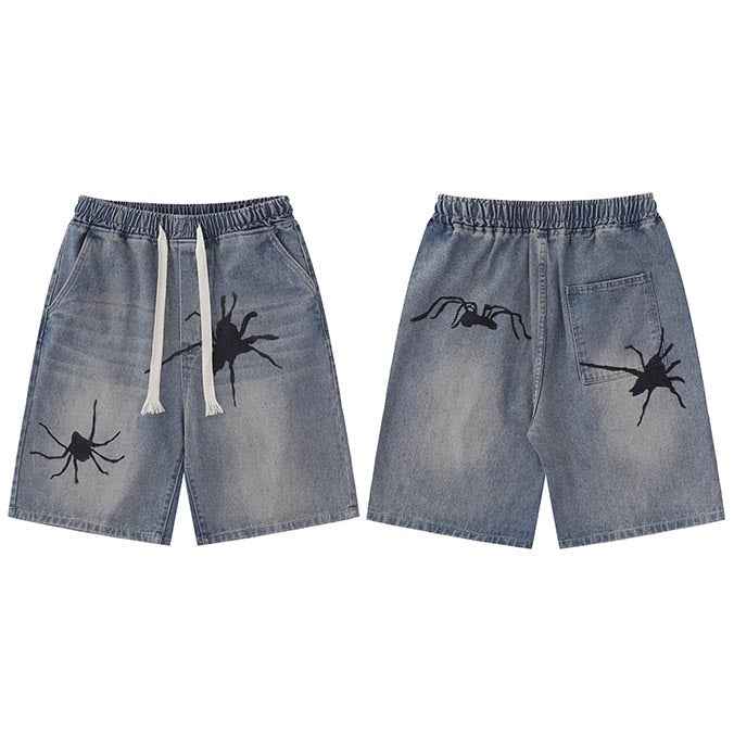 Tarantula Spider Graphic Denim Shorts