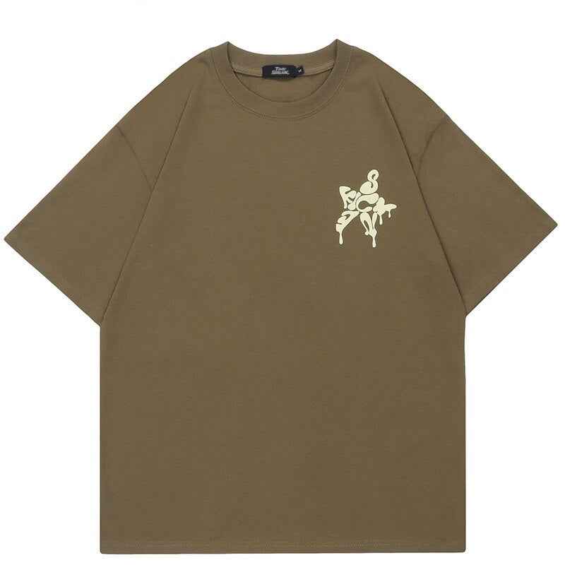Star Shape Melting Letter Graphic T-Shirt