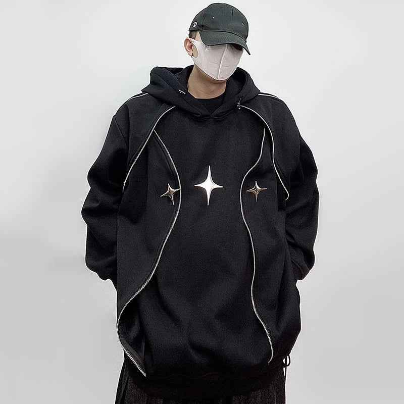 Chrome Star Oversized Hoodie Jacket