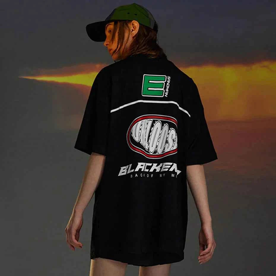 Streetwear Oversized Fashion Motorcycle Racing Style T-Shirt