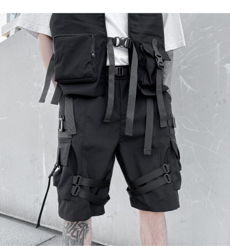 Techwear Multi Pocket Buckles Cargo Shorts