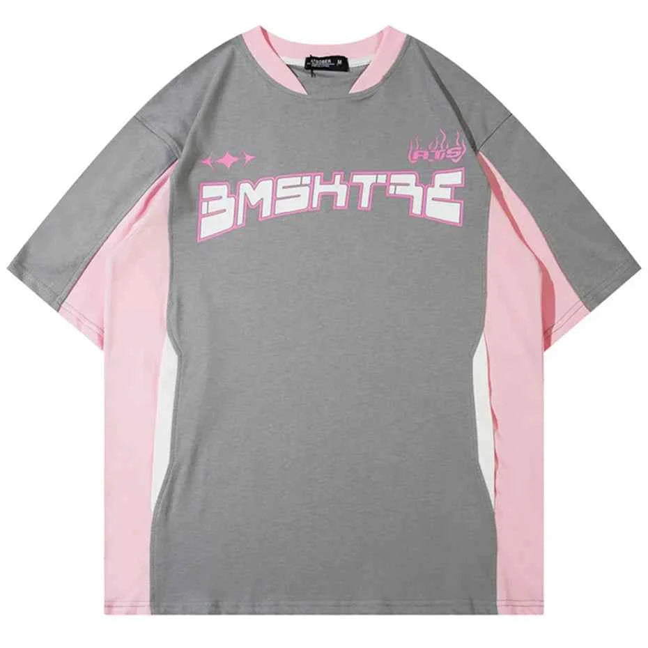 Streetwear Printed Patchwork Oversized Fashion Casual T-shirt