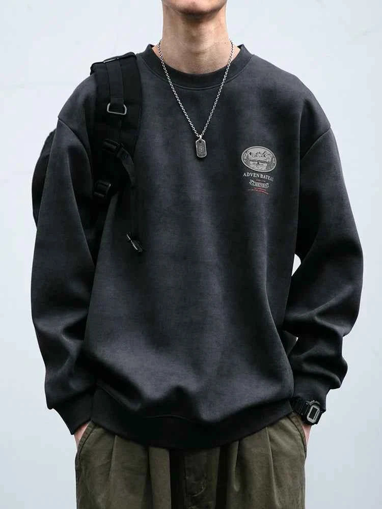 Gray Color Mountain Valley Design Sweater