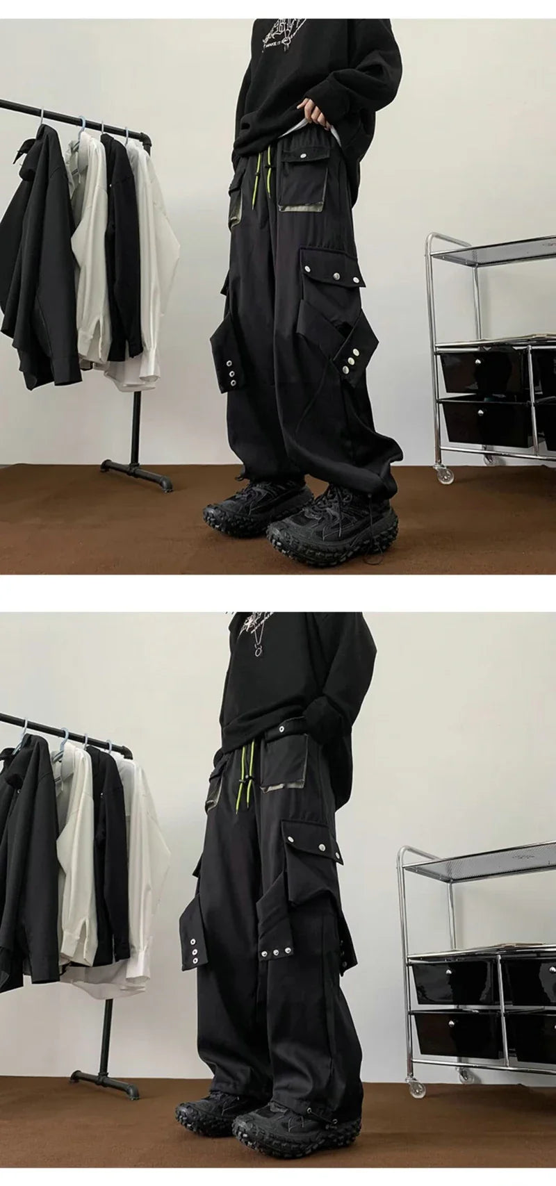 Multi Pockets Button-Up Streetwear Pants