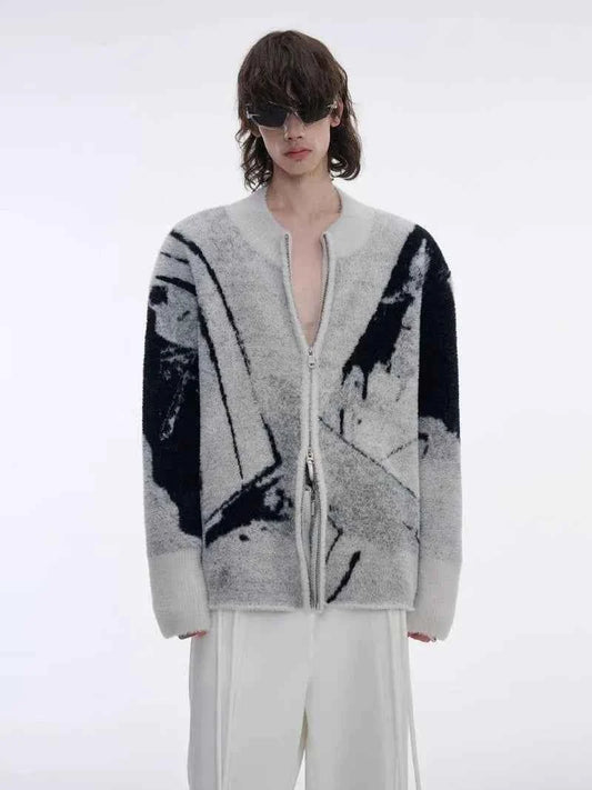 Elegant Relaxed Fit Contrast Color Knitted Sweater - Luxury Minimalist Colorblock Knit