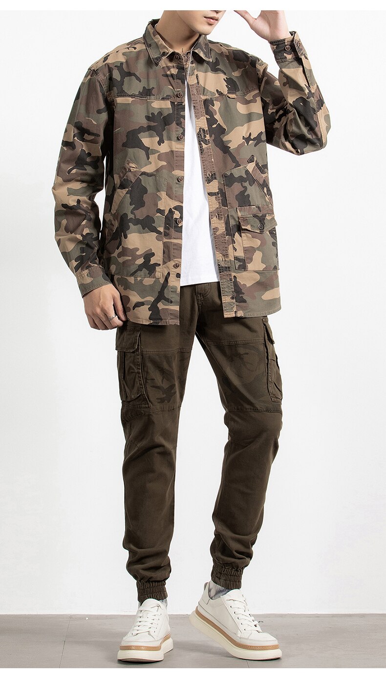 Classic Safari Camo Style Patch Pocket Jacket
