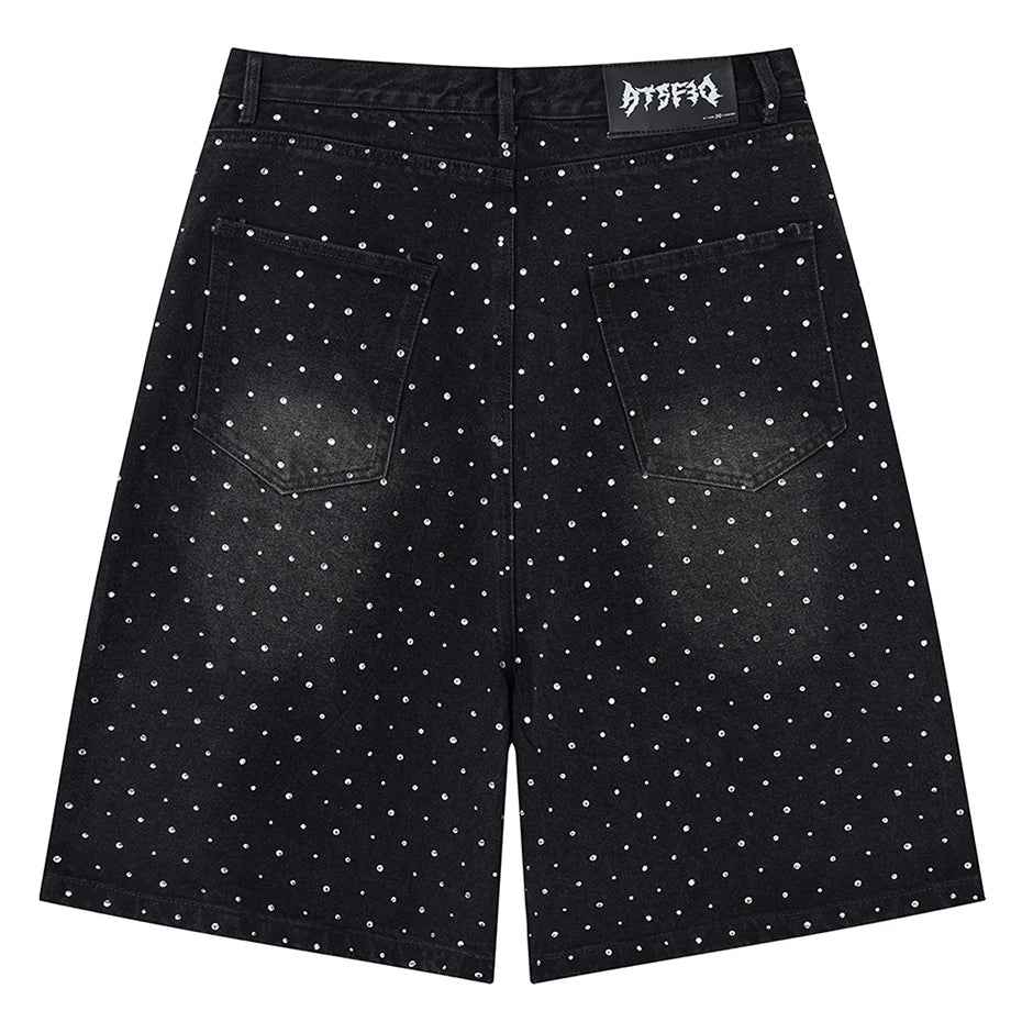 Streetwear Unisex Pearl Denim Shorts