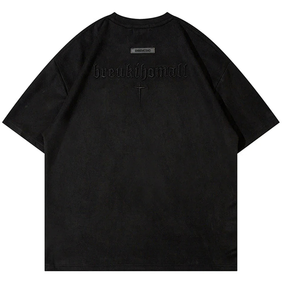 Suede Oversized Streetwear Tshirts