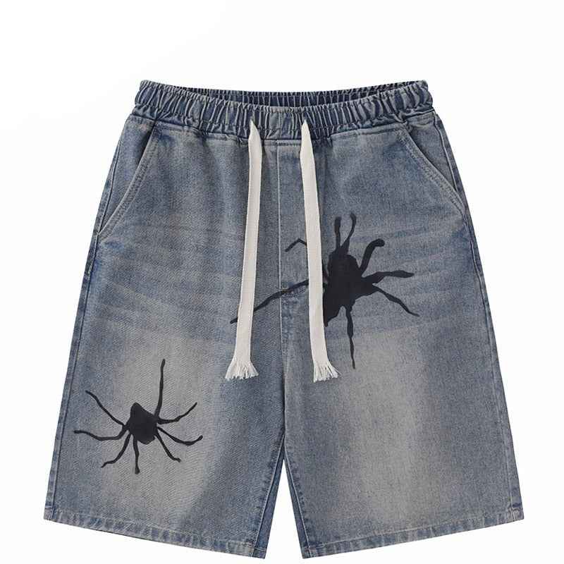 Tarantula Spider Graphic Denim Shorts