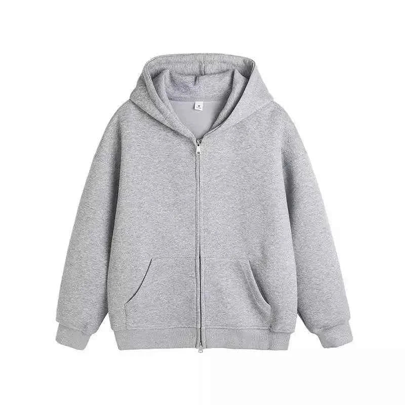 Plain Color Double Zipper Hoodie