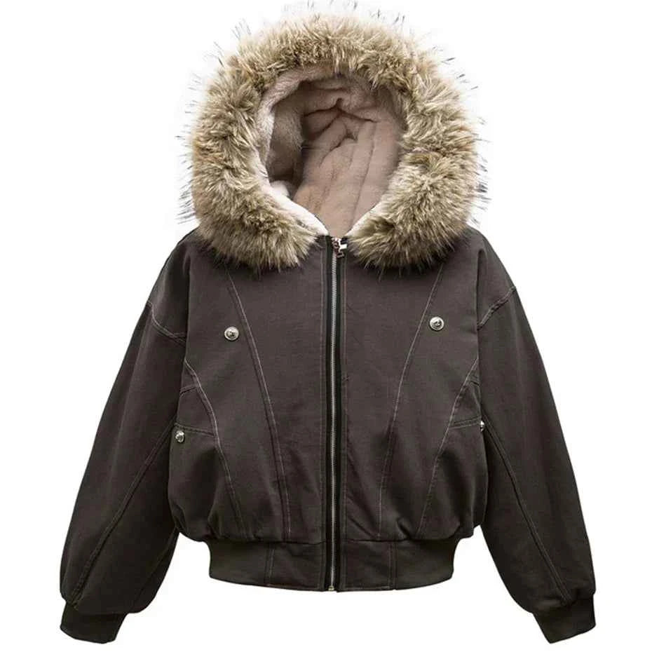Fur Collar Parka Fleece Jacket