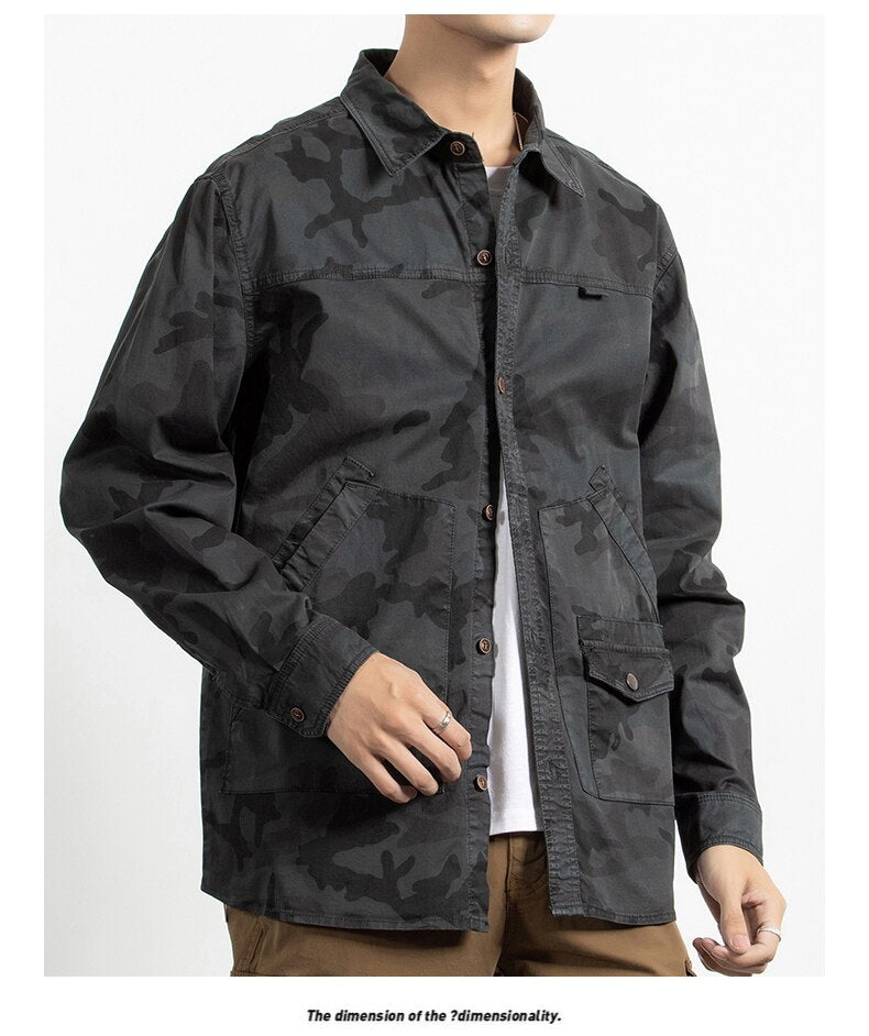Classic Safari Camo Style Patch Pocket Jacket