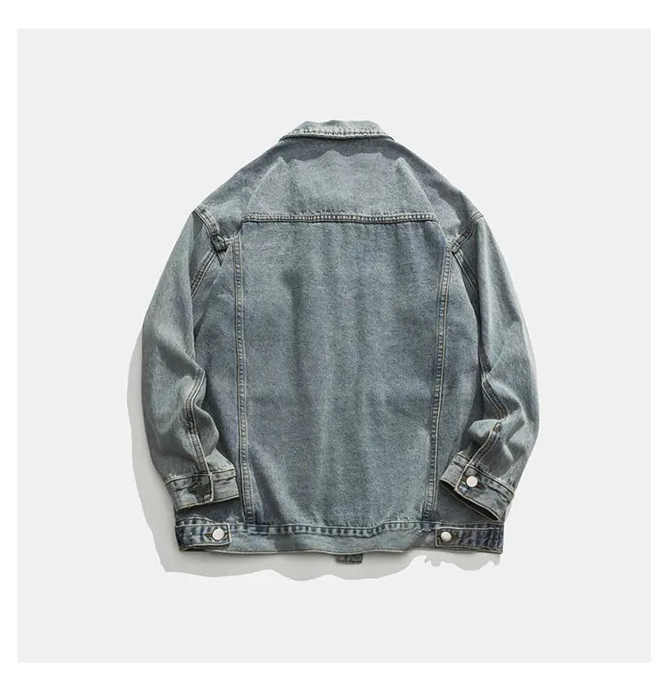 Tied Die Lapel Button Up Jean Jacket