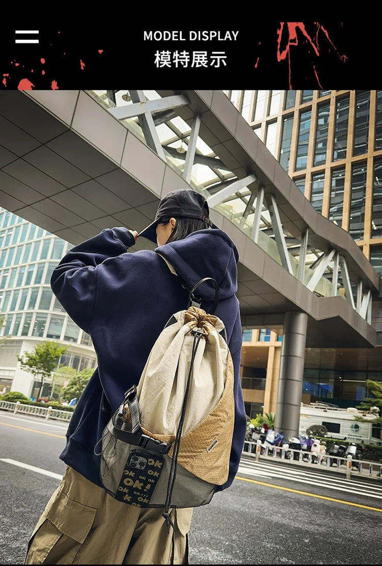 Two Tone Drawstring Backpack