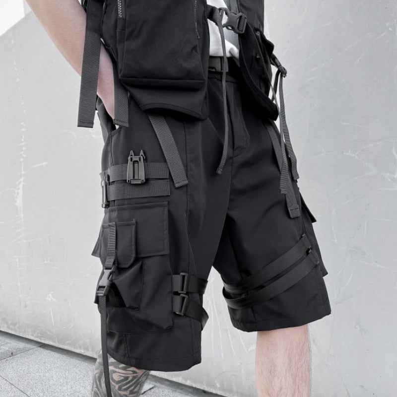 Techwear Multi Pocket Buckles Cargo Shorts
