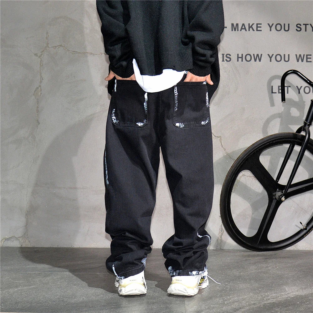 Ebony Black Splash Paint Style Pants
