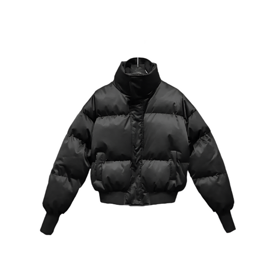 Pitch Black Standing Collar Padded Jacket