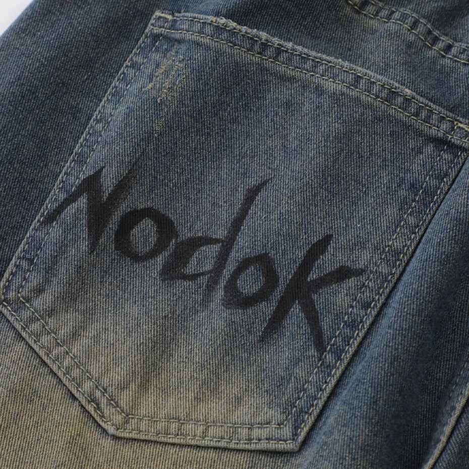 Nodok Spider Cobweb Blue Jean Shorts