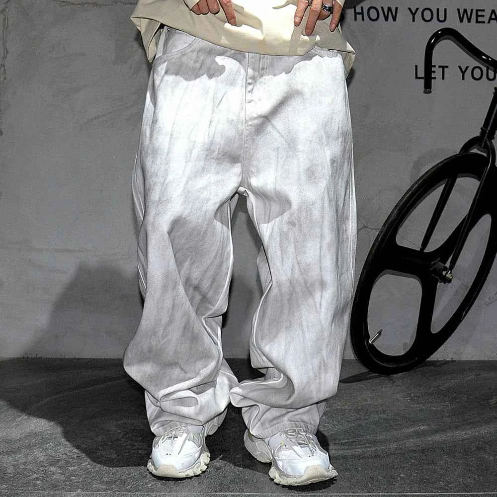 Distressed Dirty White Baggy Pants