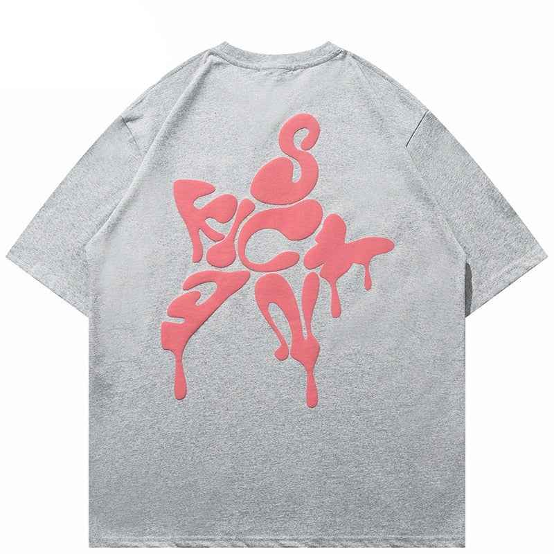 Star Shape Melting Letter Graphic T-Shirt
