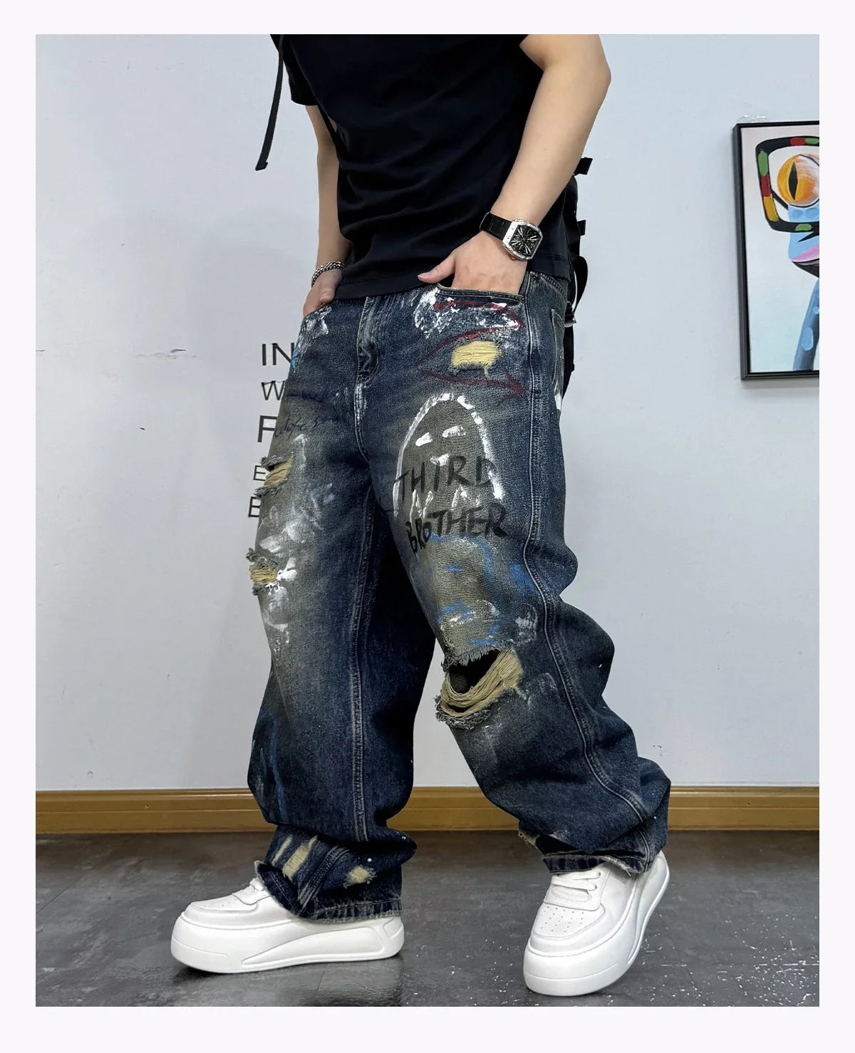 Third Brother Ripped Denim Jeans