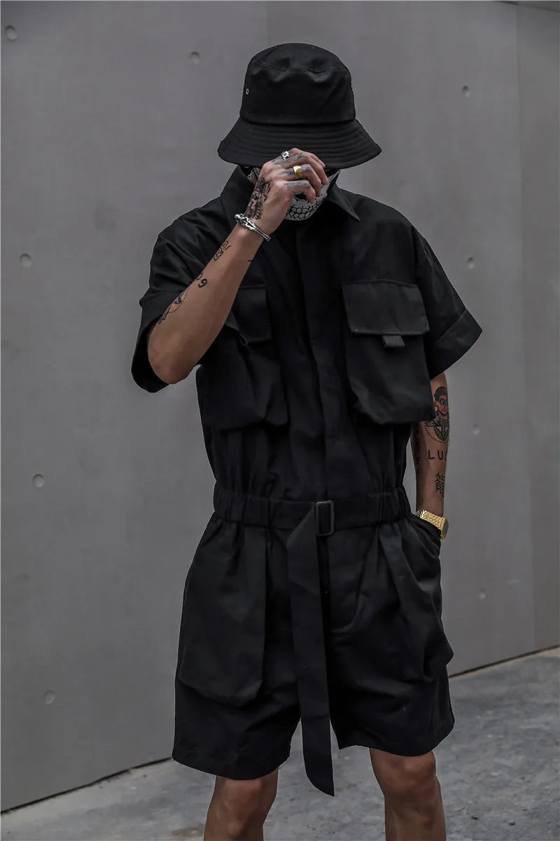 One Piece Tie Waist Belt Jumpsuit