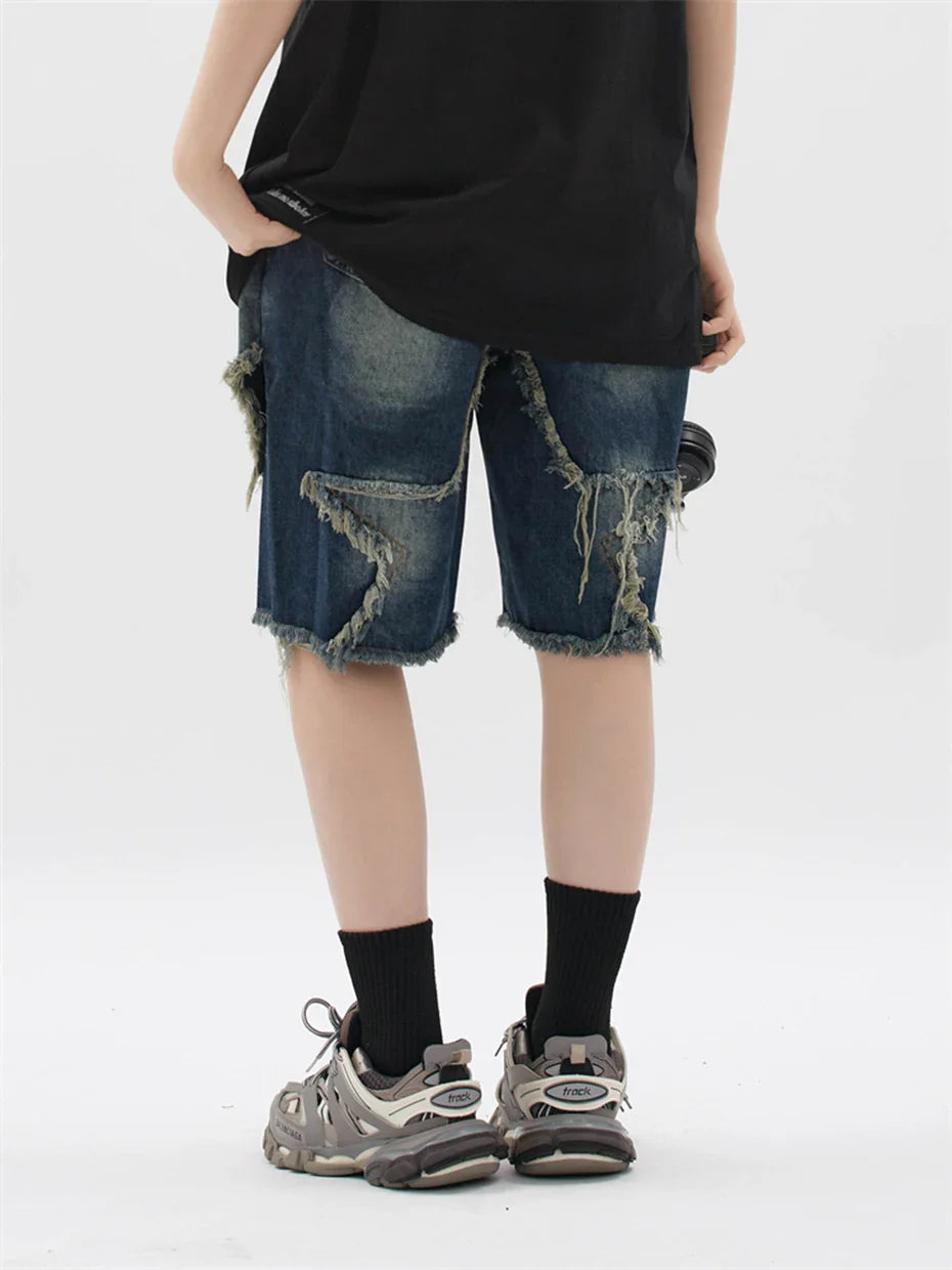 Blue Denim Tassel Star Shorts