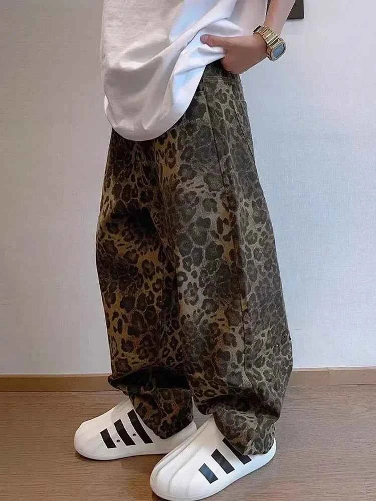 Leopard Pattern Wide Leg Style Pants