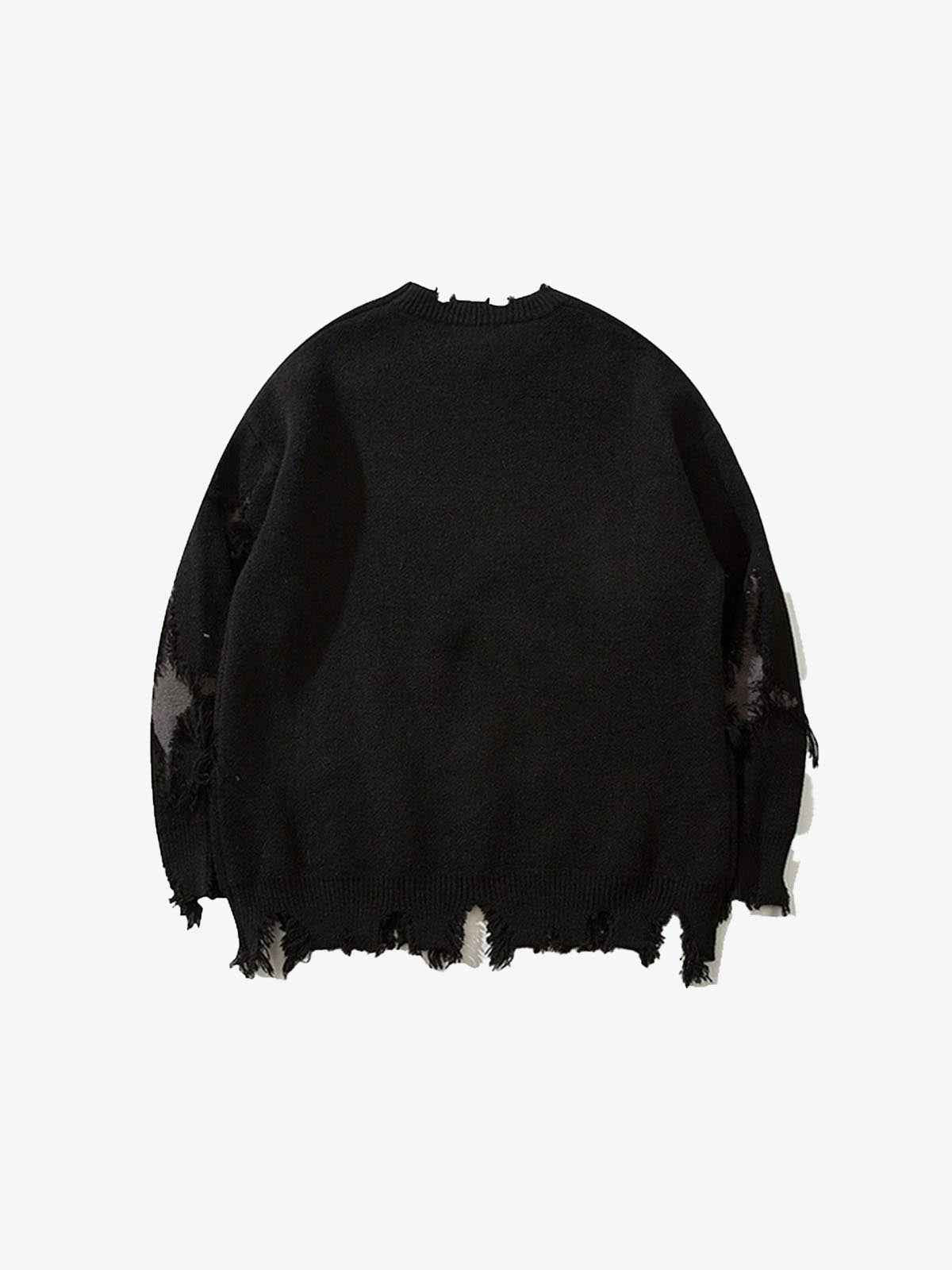 Distressed Gothic Skull Knitted Sweater