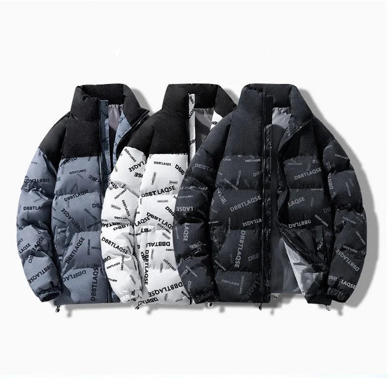 Writing Style Two Tone Zipper Padded Jacket